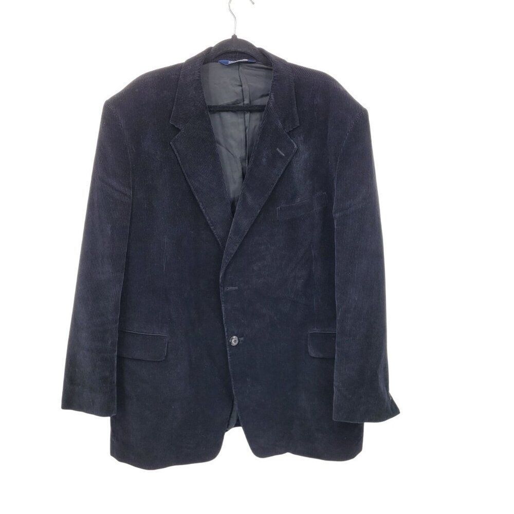 Stafford Mens 48R Corduroy Blazer Jacket Black Cotton‎ Sports Coat Casual Dressy